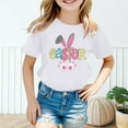 thumbnail image 3 of MIXUE Kids Girls Tops & T-Shirts Kids Summer Cute Easter Bunny Print Round Neck Short Sleeve Pullover T Shirts Daily-Wear,White,5-6 Years, 3 of 4