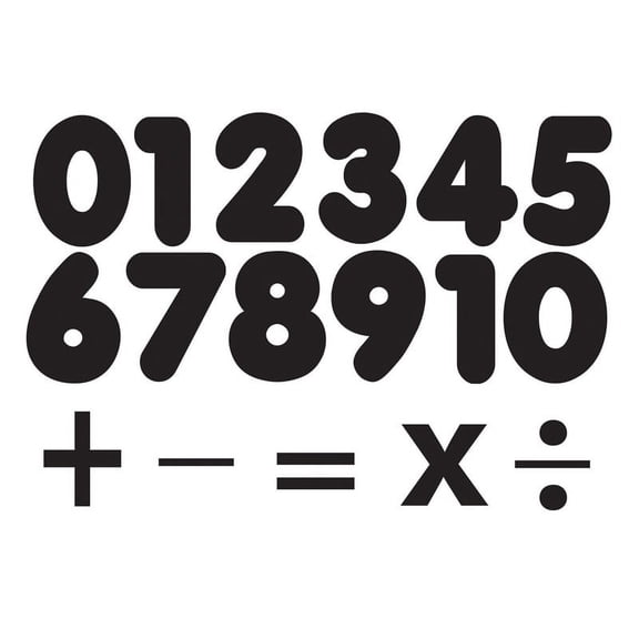 Ashley Productions Die-Cut Magnetic Black Number Set, 1.75", 32 Pieces Per Pack, 6 Packs