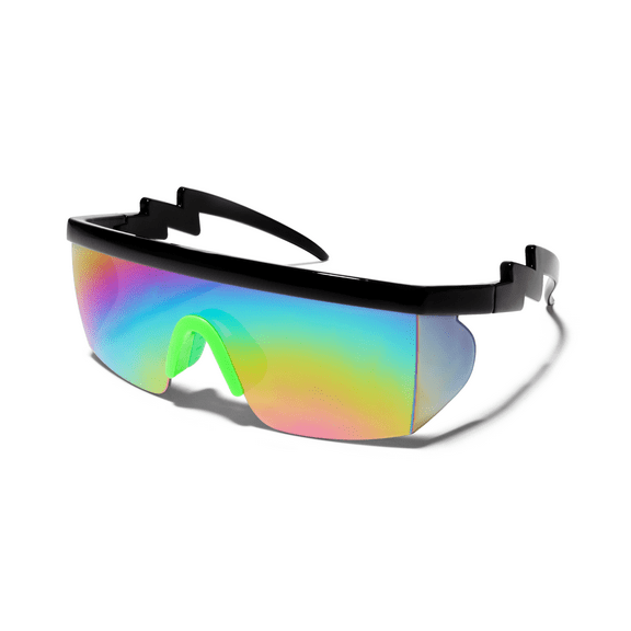 MICHAEL 80s Retro UV400 Throwback Flat Top ZigZag Arms Mirrored Sunglasses