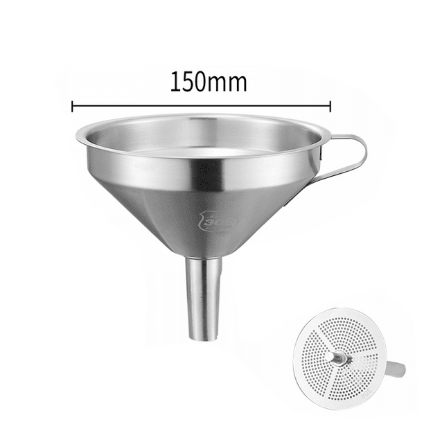 Stainless Steel Funnel, Kitchen Funnel With Filter Screen, 15cm
