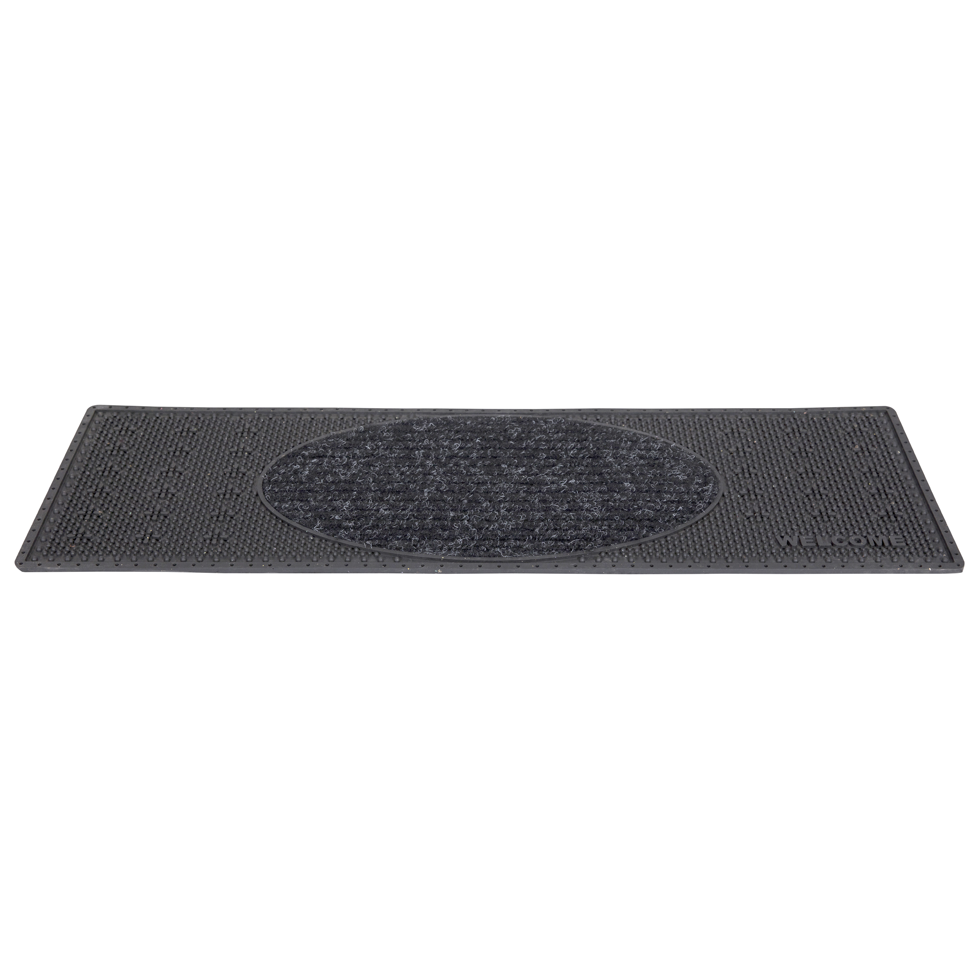 Ottomanson Easy Clean, Waterproof, Low Profile Non-Slip Indoor/Outdoor Rubber Stair Treads, 10" x 30" (5 Pack), Black