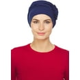 thumbnail image 2 of Beemo Women’s Gathered Pleated Chemo Turban - Comfortable and Stylish Hats Adult Female - Navy, 2 of 4