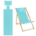 thumbnail image 1 of Uxcell Chaise à Sangle de Plage de Remplacement en Toile pour Salon avec Coussin à Rayures Fines Bleu Ciel, 1 of 7