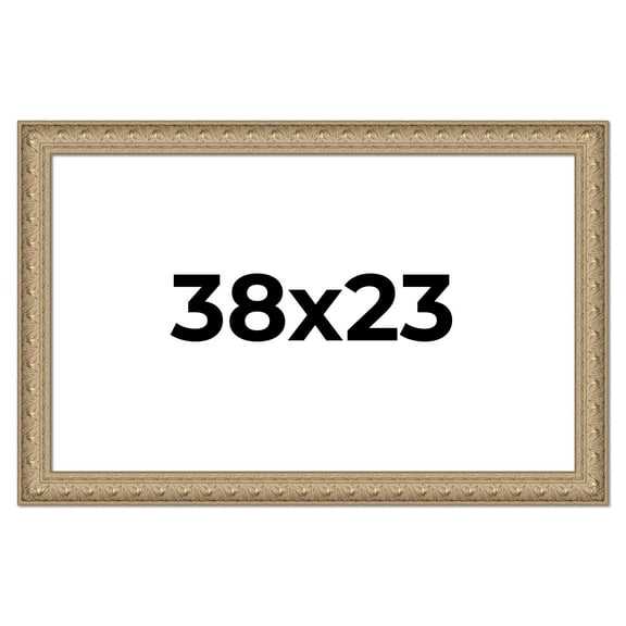 38x23 Frame Ornate Silver Beaded Solid Wood Picture Frame Width 2.5 Inches | Interior Depth 1