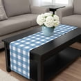 thumbnail image 4 of Blue White Plaid Table Runner 48 Inches Long, Gradient Geometric Buffalo Checkered Kitchen Coffee Dining Table Decoration for Home Party Birthday Wedding Home Decor 13x48 Inches, 4 of 8