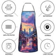 thumbnail image 6 of Yiaed Taxi Colorful Town Print Kitchen Apron with Hand Wipe Pockets,Big Pocket,Aprons for Women with Pockets, Waterproof for Cooking Baking, 6 of 7