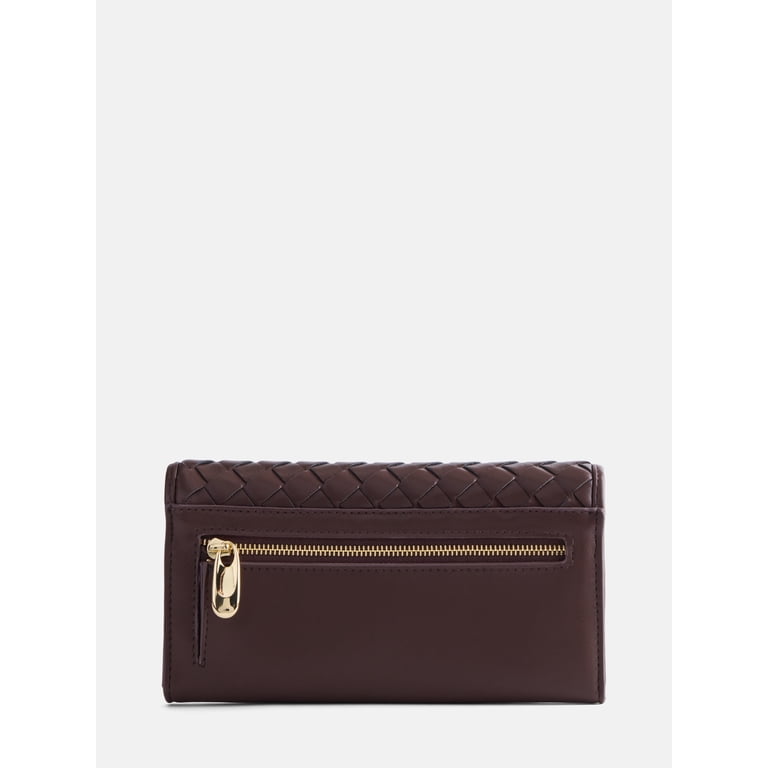 Scenario Woven Faux Leather Clutch Wallet, Warm Chocolate photo 2