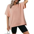 thumbnail image 2 of hotojiny Workout Tops for Women Summer Fashion Short Sleeve Oversized T Shirts Loose Crewneck Casual Blouse, 2 of 7