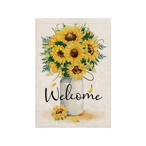 Cheapark 17.7x11.8in Sunflower Double Sided Garden Flag Spring Summer Welcome Banner for Outdoor Yard Porch Patio Home Garden Decor
