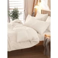 thumbnail image 2 of Seasonwood Queen Duvet Cover Beige Tufted Jacquard Microfiber Bedding Set 3pcs 90" x 90", 2 of 5
