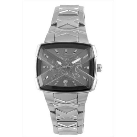 Exte Women's EX.4008M/15M Square Grey Dial Stainless Steel Date Wristwatch