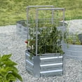 thumbnail image 2 of Grapevine Galvanized Steel Raised Garden Bed, Square, with Trellis, Silver, 2 of 9