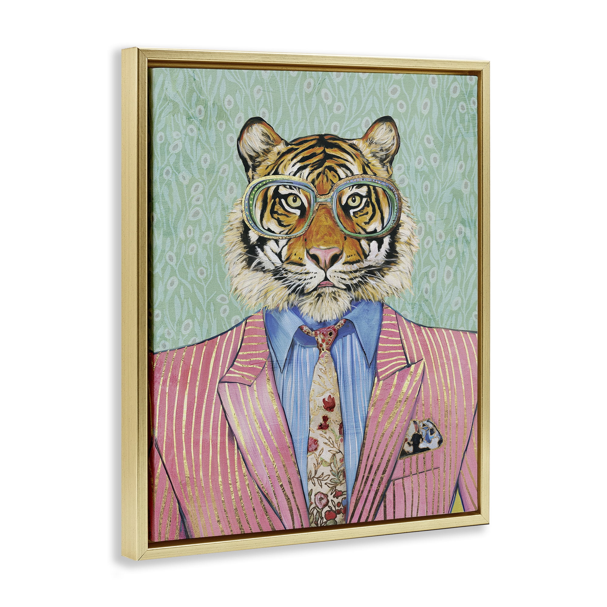 Stupell Industries Sharp Tiger Outfit Gold Framed Floater Canvas Wall Art, design by Svetlana Aleynikova