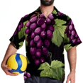 thumbnail image 4 of Grape Men's Short Sleeve Printed Poplin Beach Shirts with Spread Collar - Casual Button Down Summer Tops for Unisex, 4 of 6