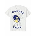 thumbnail image 1 of Women's "Don't Be Salty" Graphic Cotton T-Shirt - Playful Raindrop & umbrella Print, Loose Fit Round Neck Short Sleeve Tee for Summer Parties & Casual outfits, Casual attire, Relaxed Fit Top,, 1 of 6