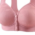 thumbnail image 4 of Ohufall Women's Bras Plus Size Lace Trim Front Buckle Wirefree Bra Fixed Cup Push Up Breathable Underwear, 4 of 4