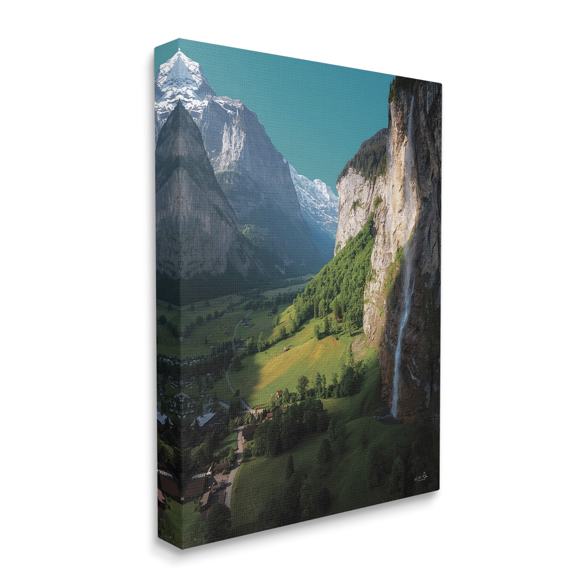 Stupell Industries Valley Cliffs Grassland Landscape Photography Gallery Wrapped Canvas Art Print Wall Art, 30 x 40