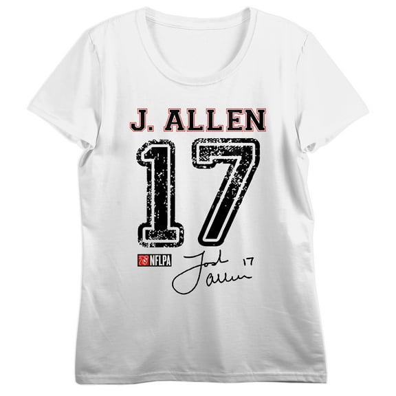 NFLPA J. Allen 17 Women's White Crew Neck Short Sleeve T-shirt-3XL