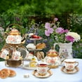 thumbnail image 4 of 20-Piece Ceramic Tea Set & Coffee Set with Metal Stand ,Vintage Elegance Afternoon Tea Set Floral Pattern The Perfect Choice for Afternoon Tea Moments and Gifting Occasions, 4 of 14