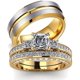 thumbnail image 1 of Anillos de Compromiso Loversring ACL757433558 para Mujer con Incrustaciones Relleno de Oro Amarillo 10k para Hombre Carburo de Tungsteno Resistente 8 mm de Ancho Loversring ACL757433558, 1 of 2