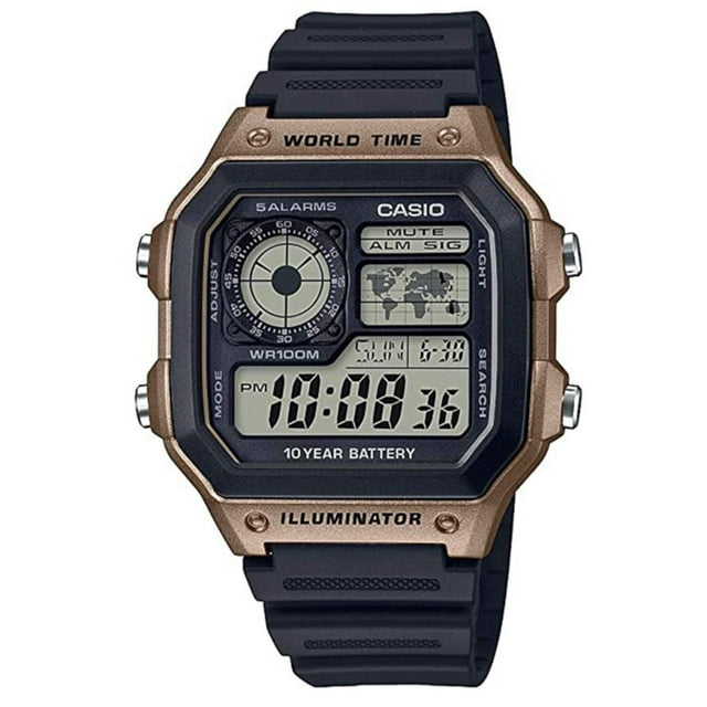 Reloj CASIO AE-1200WH-5AVCF World Time 5 Alarmas-Negro negro 45 mm Casio Casio