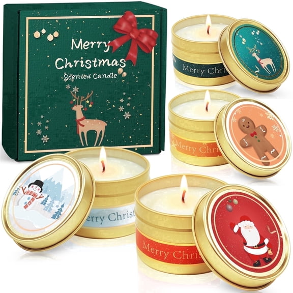 LA BELLEFÉE Christmas Scented Candles 4 Pack, Gift Set Holiday Candles for Home Fragrance