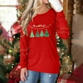 thumbnail image 7 of Christmas T-Shirts for Women Lightweight Crewneck Pullover Long Sleeve Graphic Printed Tees Holiday Xmas Tops (XL, Red), 7 of 7