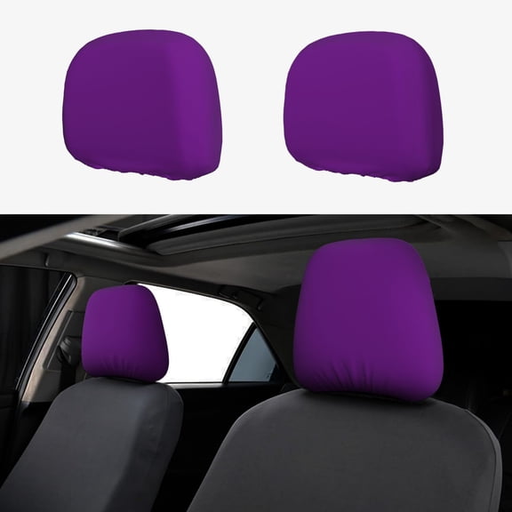 Goofa Purple Pattern 2 PCS Car Headrest Cover, Headrest Protector,Universal Interior Car Accessories