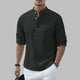 thumbnail image 2 of Camisas De Para Hombre Moda para hombre Casual Primavera y otoño Moda Color sólido Botón Manga larga Cuello Camisa Top (Black, 5XL), 2 of 6