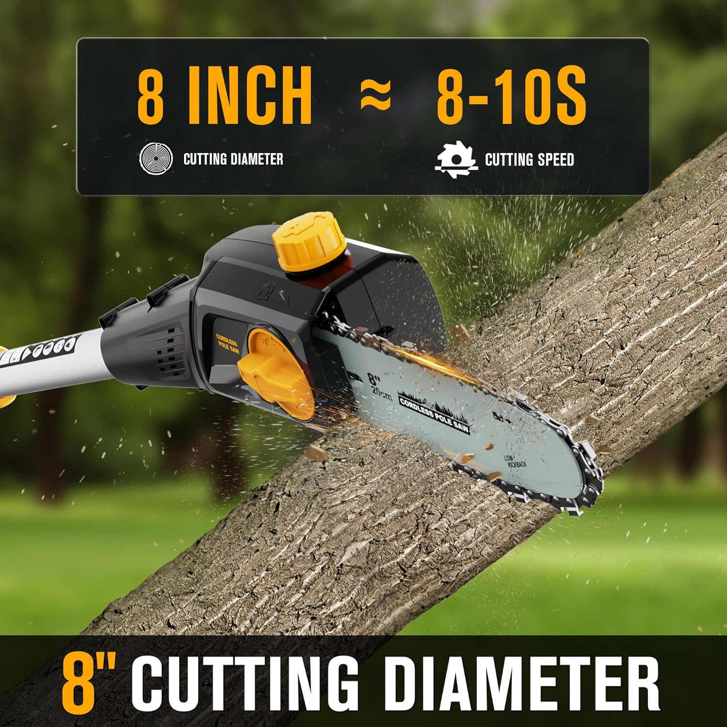 Cordless Pole Saw Compatible with Dewalt 20V Max Battery 8 inch Electric Pole Saws for Tree Trimming Battery Powered, Extension up to14.2 feet Pole Chainsaw (Battery not Included)