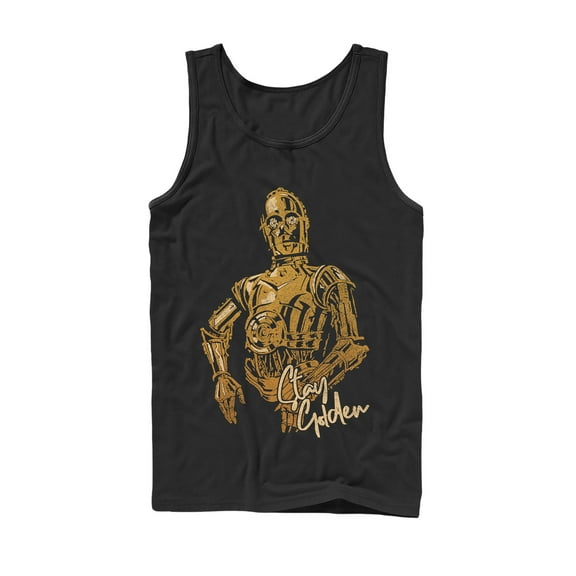 Men's Star Wars: The Rise of Skywalker C-3PO Stay Golden  Tank Top Black 2X Large
