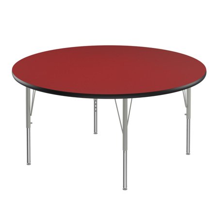Correll Inc. Deluxe High-Pressure Top Activity Tables 48x48  ROUND  RED  SILVER MIST