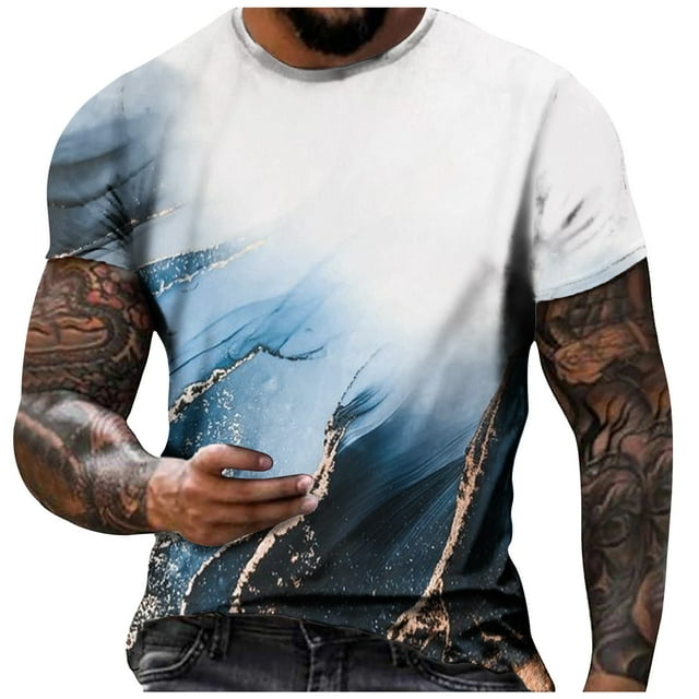 QIPOPIQ T-Shirts à Manches Courtes pour Hommes à Col Rond Hommes T-Shirts Graphiques à Motif Drôle Mode d'Été Chandail à Enfiler T-Shirt Imprimé Hauts Cadeau pour Père et Lui 2024 Liquidation Blanc 2TG