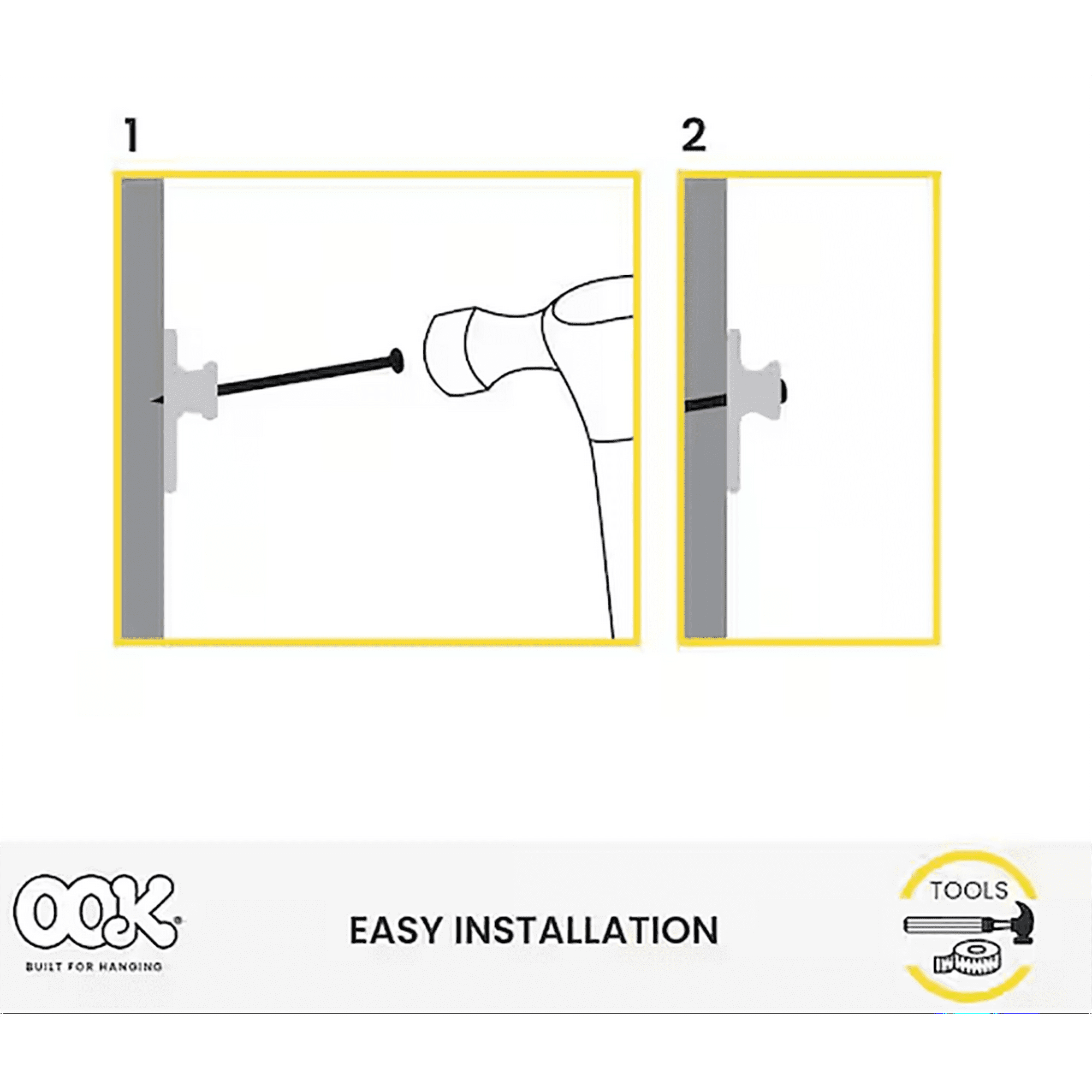 Ook Dual Head Picture Hanger, ReadyNail 20 lbs, Steel, White, for Drywall, Plaster and Wood, 6 pack