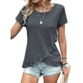 thumbnail image 5 of SLADYGLO Women Crew Neck Short Sleeve Ruffle Hem T-Shirt, 5 of 7