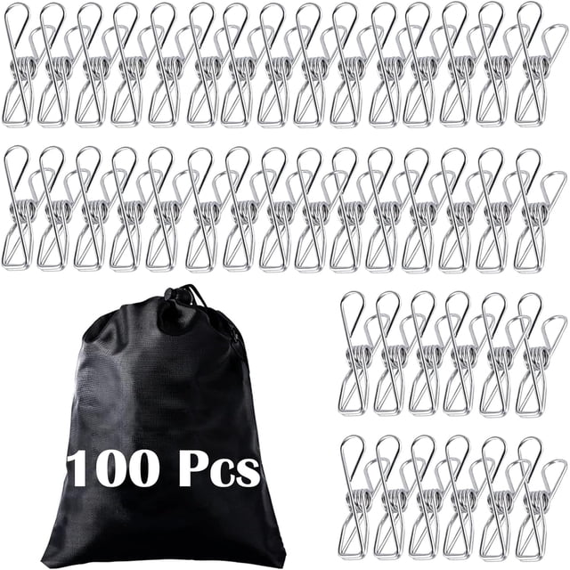 Pinzas de Acero Inoxidable para Colgar Ropa, Pinzas Metálicas, Broches para Ropa, Resistentes y Multiusos para Tendederos, Toallas, Calcetines, Fotos y Bolsas
