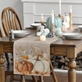 thumbnail image 3 of Sm:)e White Flowers and Pumpkin Fall Table Runner 13x72 Inch, Thanksgiving Holiday Dining Room Party Decoration, 3 of 7