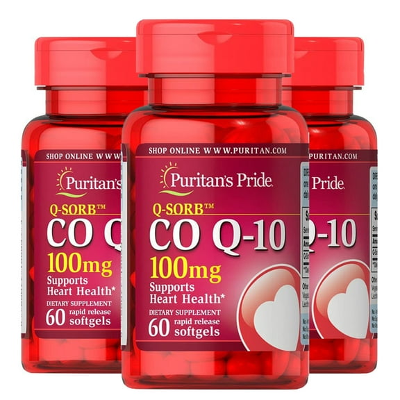 Puritan's Pride  CO Q-10  Heart Cardiovascular Wellness 100mg - 60 softgels (3-PACK)