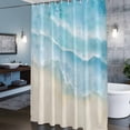thumbnail image 3 of Ocean Beach Shower Curtains for Bathroom, Gradient Light Blue Ocean Waves Beige Beach Washable Fabric Shower Curtain with Hooks Waterproof Bathroom Decor Sets, 72 x 78 Inches, 3 of 9