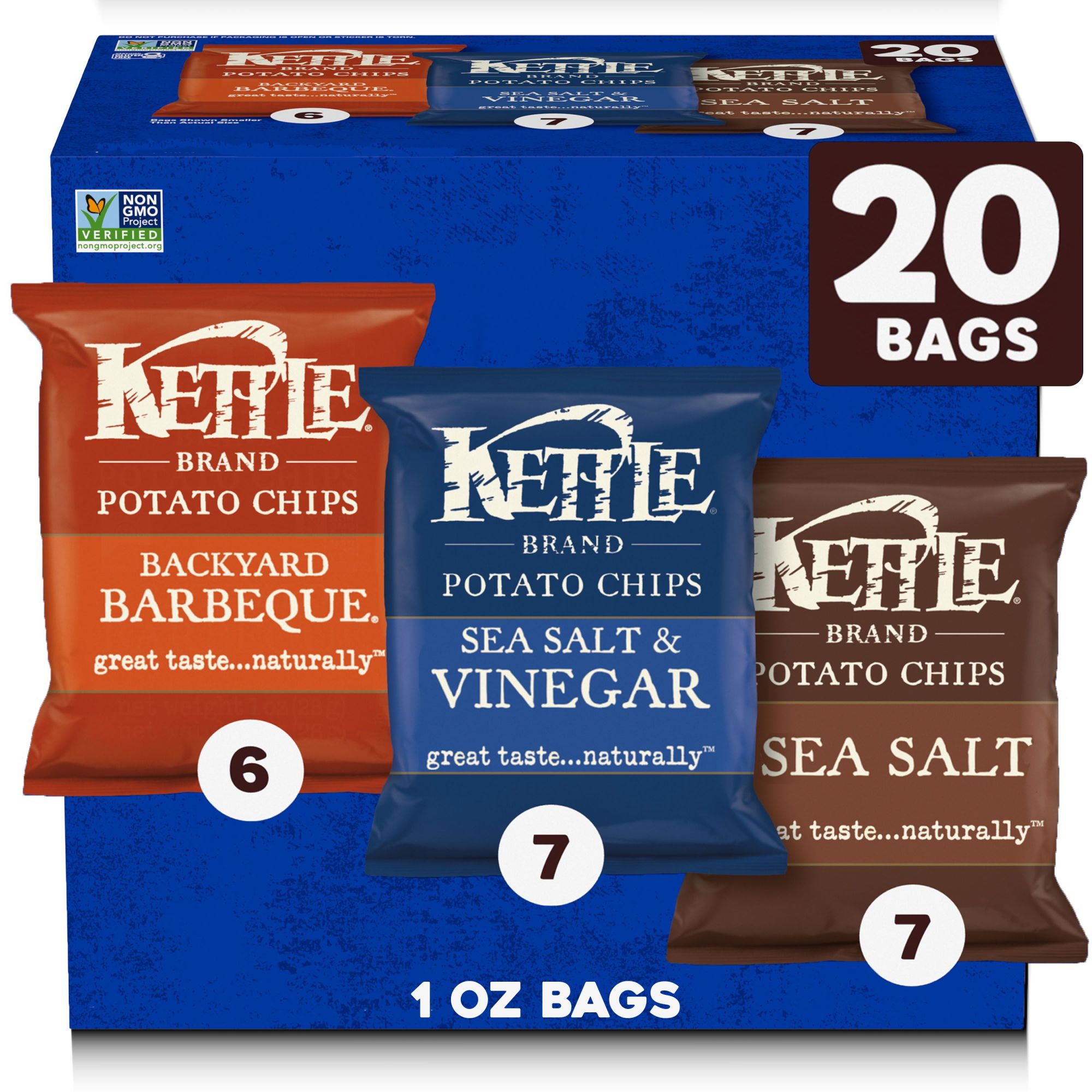Kettle Brand Potato Chips, Variety Pack, 1 oz Snack Bags, 20 Ct