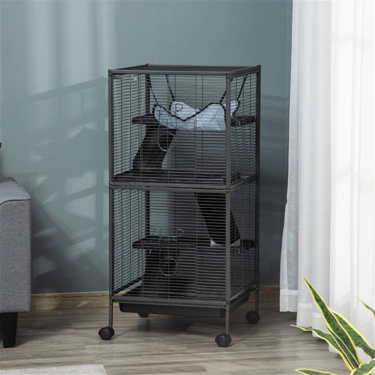 4-Tier Small Animal Cage with Wheels for Ferrets Chinchillas