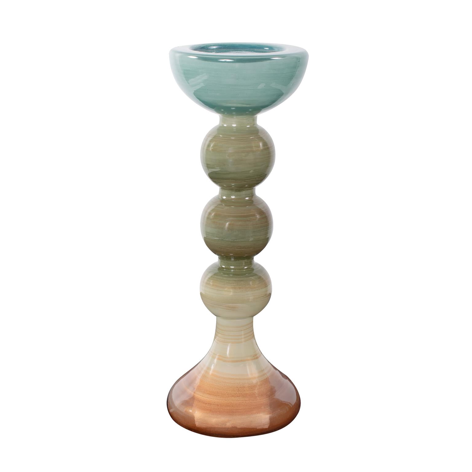 Capri Stripe Glass Candle Holder- Tall