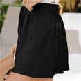 thumbnail image 4 of Womens Shorts Cotton High Elastic Waisted Pleated Ruffle Cute Shorts Beach Flowy Casual Shorts, 4 of 5