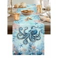 thumbnail image 5 of Ocean Beach Octopus Corals Table Runner 13x36in Non-Slip Cotton Linen Table Runners, Vintage Marine Life Seaweed Dresser Scarves TableRunner for Dinner Kitchen Dining Wedding Party, 5 of 9