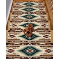 thumbnail image 2 of Boho Brown Teal Red Stair Treads for Wooden Steps Indoor Runner Rug Carpet, Southwestern Geometric Abstract Retro 4 Pieces Peel and Stick Staircase Step Treads Covers Washable Throw Door Mats, 30"x8", 2 of 6