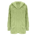 thumbnail image 4 of Atogsazn Womens Sherpa Jacket Fuzzy Loose Fit Thick Warm Cardigan Hooded Coat Fleece Winter Outerwear Clothes Green XXXXL Fashion, 4 of 5