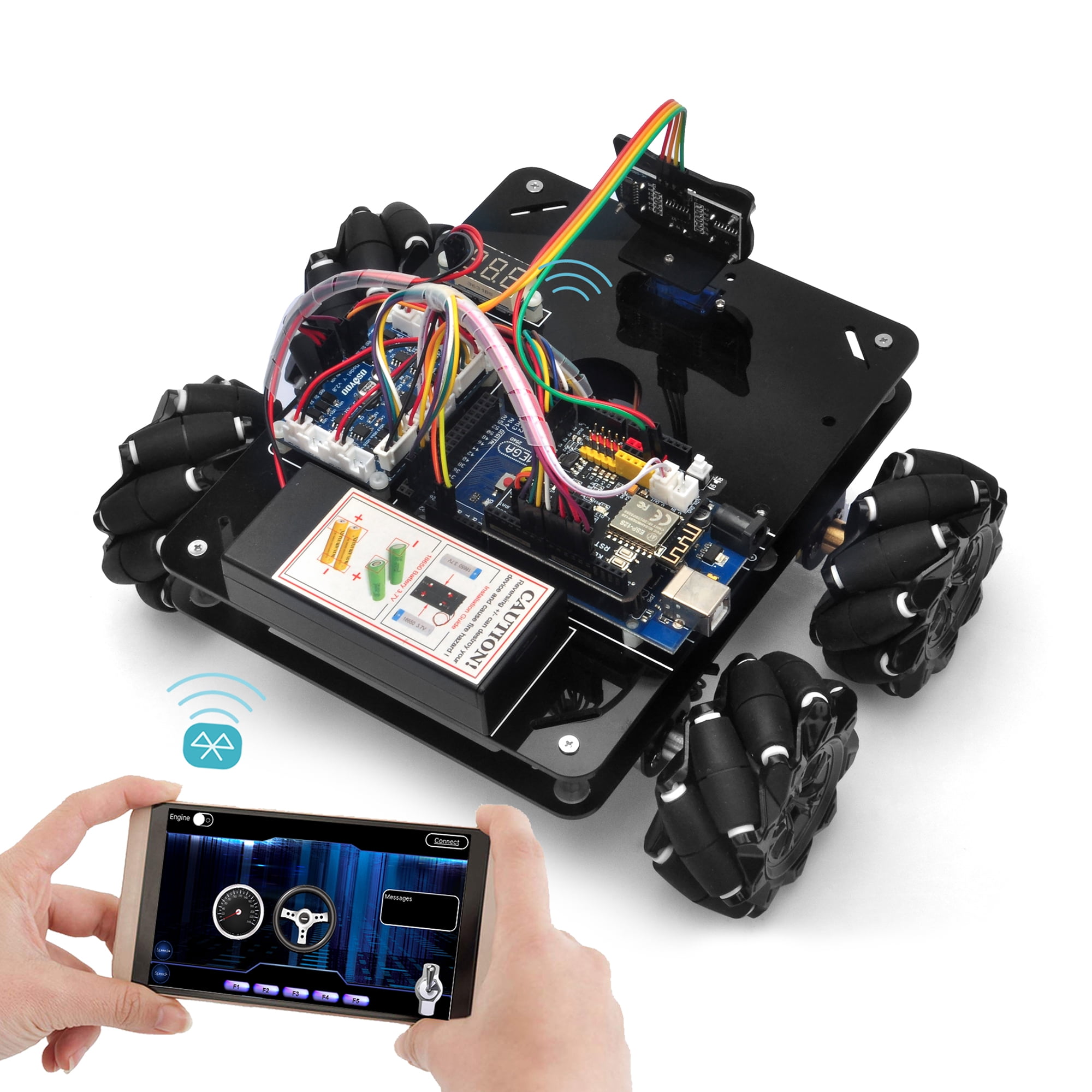 OSOYOO Omni-directinal Mecanum Wheels Robot Car Kit for Raspberry Arduino Mega2560  DIY STEM