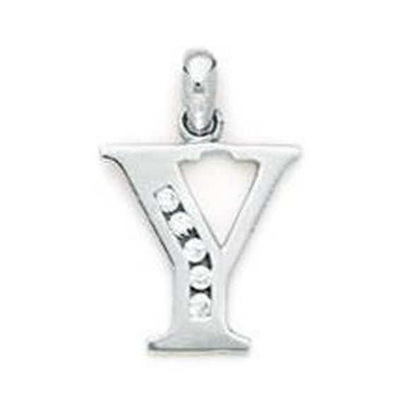 14k White Gold CZ Cubic Zirconia Simulated Diamond Small Letter Name Personalized Monogram Initial Y Pendant Necklace Me