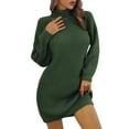 thumbnail image 2 of Ahuyic Womens Summer Casual Dress,Womens Plus Size Dress,Womens Winter Casual Buttoned High Collar Long Sleeve Bottoming Sweater Dress,Army Green,S, 2 of 3