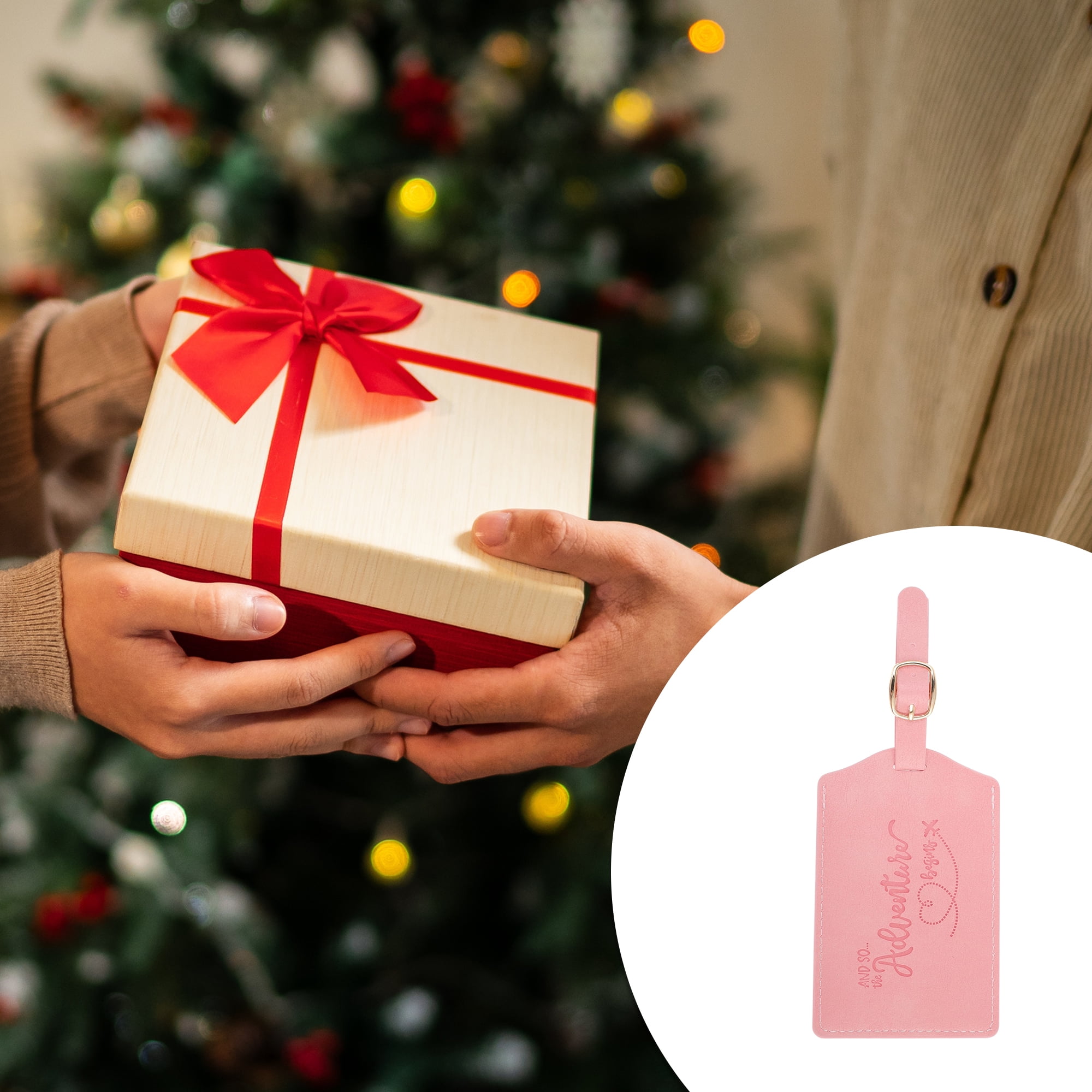 Unique Bargains 1 Pc Embossed Adventure Luggage Tag for Travel Pink